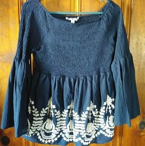 Off Shoulder Bell Sleeve Blouse